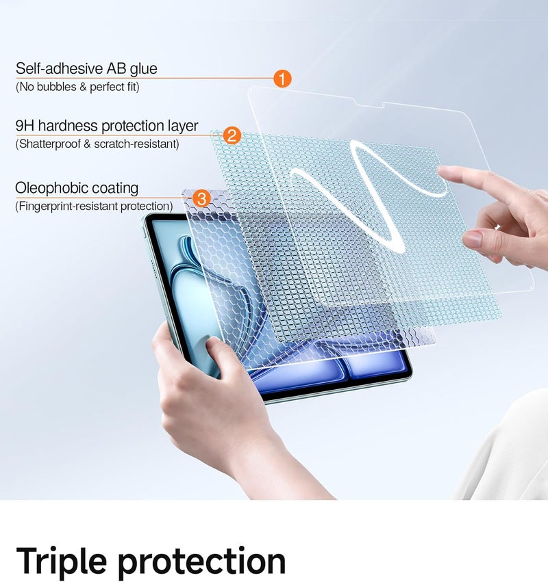 SmartDevil Screen Protector for iPad with Easy Installation Frame, 9H Clear Tempered Glass Film, Anti-Shatter, Bubble Free, Dust-Free Box, 2 Pack (Air 13" (2025/2024)) - Image 5